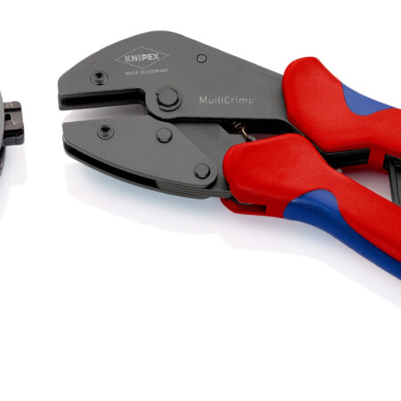 KNIPEX 97 33 02 MultiCrimp® Crimpzange mit Wechselmagazin mit Mehrkomponenten-Hüllen brüniert 250 mm