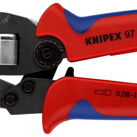 KNIPEX 97 53 09 SB Selbsteinstellende Crimpzange für Aderendhülsen mit Fronteinführung mit Mehrkomponenten-Hüllen brüniert 190 mm (SB-Karte/Blister)