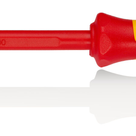 KNIPEX 98 20 55 Schraubendreher für Schlitzschrauben isolierender Mehrkomponenten-Griff, VDE-geprüft brüniert 232 mm