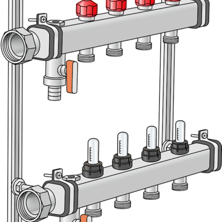 KU590W ULTRA PE-RT Industrieflächen-Verteiler 6/4" 11 L:1020mm