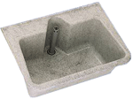 KP Mehrzweckbecken, SIRIUS, glasfaserverstärktes Polyester, 700x320x495 mm, integrierte Laschen für Wandmontage, decorgrau, Materialstärke 3 mm, Standrohrventil G 1 1/2