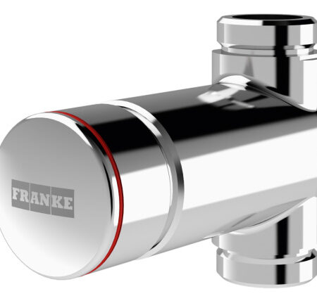KP Selbstschluss-Durchgangsventil, F3, hydraulisch gesteuert, Fließzeit stufenlos einstellbar, ohne Mischung, Aufputzrohrmontage, Messing poliert verchromt, 2xG3/4B