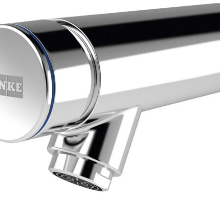 KP Wandventil, F3, hydraulisch gesteuert, ohne Mischung, Messing poliert verchromt, Luftsprudler mit integriertem Durchflussmengenregler 3 l/min, Antiblockiersystem 2 für Sicherheitsabschaltung bei Dauerbetätigung, Ausladung 100 mm