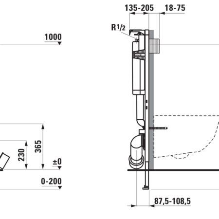 LF  INEOLINK Inst.System 92011.4 Gr.  f. Wand WCs, Zweimengensp. 1120x135x500