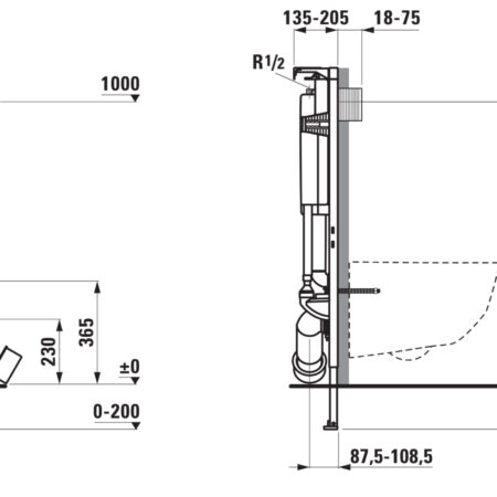 LF  INEOLINK Inst.System 92011.5 Gr.  f. Wand u. Dusch-WCs,  1120x135x500