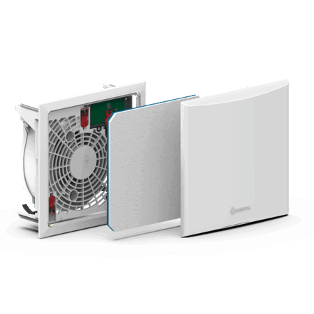 mit Gehäusedeckel, Volumenstrom 60 m³/h, Druckdifferenz 133 Pa, Eigengeräusch UP 32 dB(A), AP 38 dB(A)