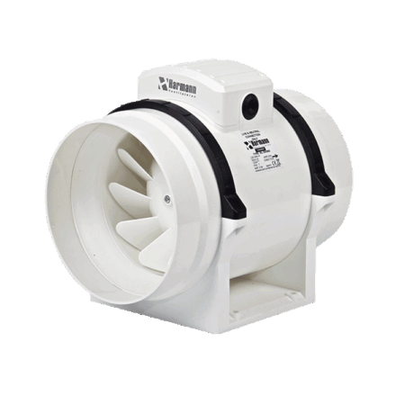 Kunststoffausführung mit Kugellager Stutzen DN=100mm/L=25mm Fördermenge 256/187m³/h, 230V, 50Hz, 0,1/0,9A, 23/18W, Stat. Druck 170/130Pa, Betriebsgeräuschpegel 23/20dB(A), IPX4, 2450/2500 U/min