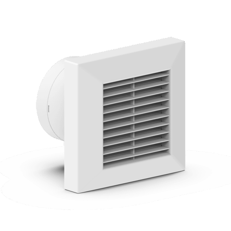 mit Verschlussklappe und Nachlaufrelais, Stutzen DN=100mm/L=69mm, Fördermenge 95m³/h, 230V, 50Hz, 0,08A, 13W, Stat. Druck 37Pa, Betriebsgeräuschpegel 41dB(A), IPX4, 2450 U/min