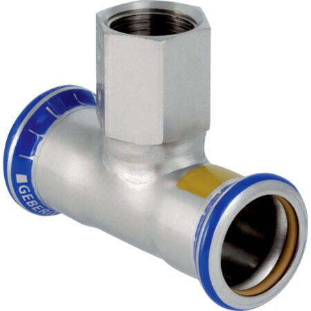 GE Mapress Edelstahl Gas T-Stk. mit Abgang d28mm x Rp1/2 x 28mm