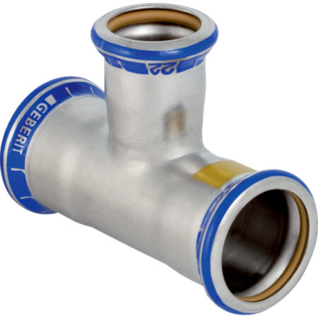 GE Mapress Edelstahl Gas T-Stk. mit red. Abgang d76,1 x 42 x 76,1mm
