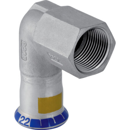 GE Mapress Edelstahl Gas Uebergangswink. 90 Gr. d22mm x Rp3/4