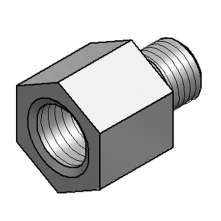 Reduzierstück sechskant, Innengew. M10 Außengewinde M8 L=23 mm