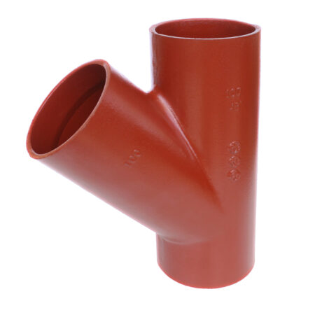 PREIS SML Abzweig 45 DN125x100; muffenloses, gusseisernes Abflussformstück entsprechend EN 877, CE-Kennzeichen, fremdüberwacht, RAL-Gütezeichen RAL-GZ 698; nicht brennbar nach EN 13501-1;