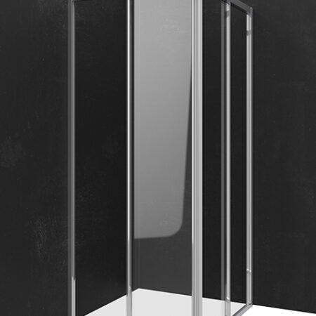 PA DRIVE 1.0 Eckeinstiegshälfte 2-teilig mit Bodenschiene 885x2000 ESG transparent Alusilber rechts