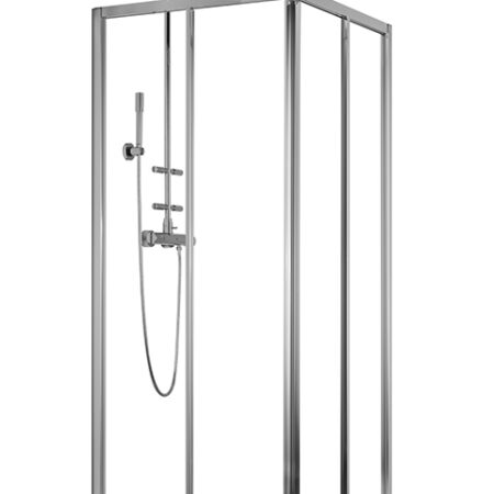 PA DRIVE 1.0 Eckeinstiegshälfte 2-teilig barrierefrei 885x2000 ESG transparent Alusilber rechts