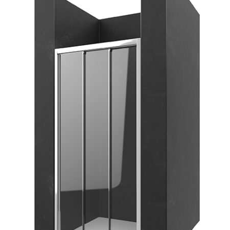 PA DRIVE 1.0 Schiebetür 3-teilig mit Bodenschiene 970x2000 ESG transparent Alusilber