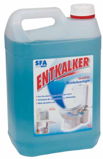 SFA Sanibroy Entkalker/Spezialreiniger für Kleinhebeanlagen, Inhalt 5 Liter, im Kunststoffkanister, ausreichend für 5 Anwendungen