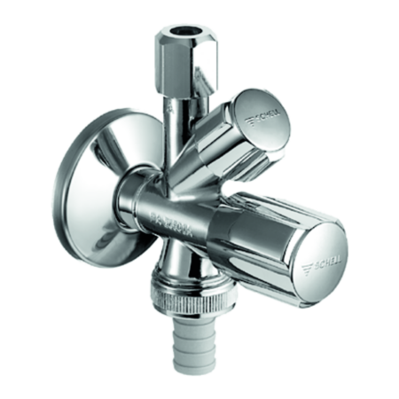 SCHELL Kombi-Eckventil COMFORT, RFV im Abgang Geräteanschluss, DN 15 G 1/2 AG mit ASAG easy, Schlauchverschraubung Ø 14,5 mm (DN 20 G 3/4 AG), chrom