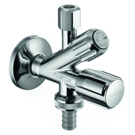 SCHELL Filter Kombi-Eckventil, Filter (Maschenweite: 250 µm), DN 15 G 1/2 AG, Ø 10 mm (DN 10 G 3/8 AG), chrom