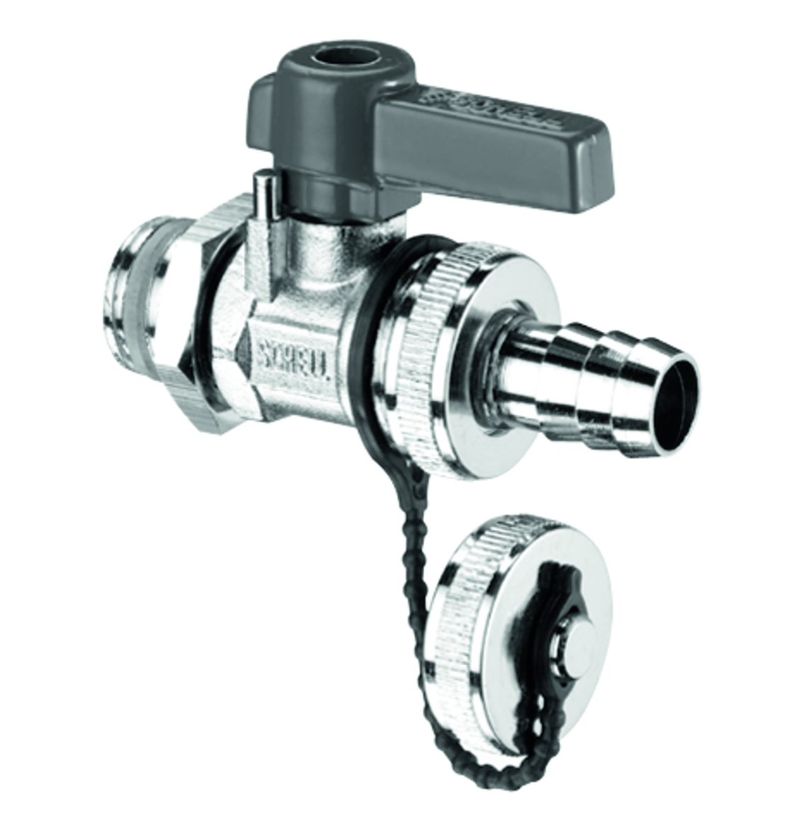SCHELL F + E-Kugelhahn mit Hebelgriff, Hebelgriff, Max. Betriebsdruck: 16 bar, DN 15 G 1/2 AG mit ASAG, Schlauchverschraubung Ø 14,5 mm (DN 20 G 3/4 AG), Messing
