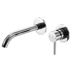 Serie 100 Waschtisch Wand Einhebelmischer (Fertigmontageset) Ausladung 195 mm, mit Keramikkartusche, (Einbaukörper 010 1800 3 separat bestellen), chrom