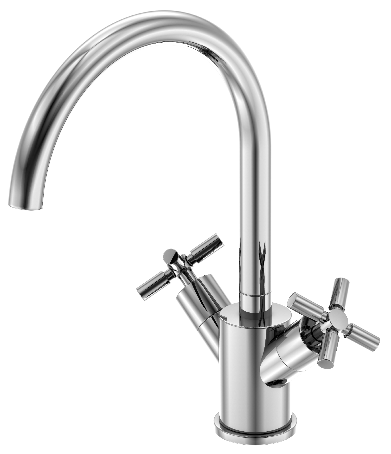 Serie 250 Waschtisch Zweigriffarmatur mit Ablaufgarnitur Ausladung 155 mm, mit schwenkbarem Auslauf, mit 90° Keramikventilen, mit Flexschläuchen 3/8 Zoll, chrom