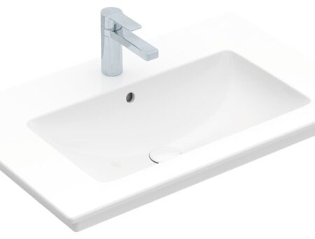 Villeroy & Boch Schrankwaschtisch Venticello 41048L, 800 x 500 mm, Rechteck, 1HL. mittleres Hahnloch durchgestochen, mit Überlauf, Weiß Alpin