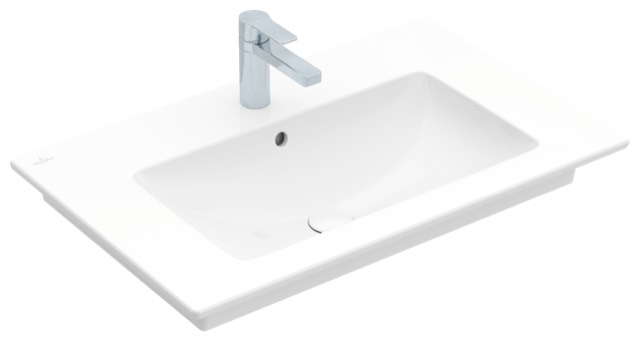 Villeroy & Boch Schrankwaschtisch Venticello 41048L, 800 x 500 mm, Rechteck, 1HL. mittleres Hahnloch durchgestochen, mit Überlauf, Weiß Alpin