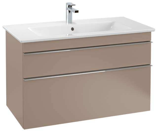 Villeroy & Boch Schrankwaschtisch Venticello 4104AL, 1000 x 500 mm, Rechteck, 1HL. mittleres Hahnloch durchgestochen, mit Überlauf, Weiß Alpin