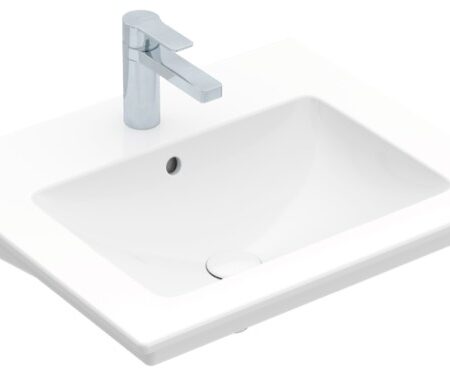 Villeroy & Boch Waschbecken Venticello 412460, 600 x 505 mm, Rechteck, 1HL. mittleres Hahnloch durchgestochen, mit Überlauf, Weiß Alpin