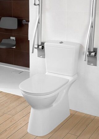 Villeroy & Boch Tiefspül-WC ViCare spülrandlos für Kombination ViCare 4620R0, 360 x 680 x 460 mm, Oval, bodenstehend, Abgang waagerecht, mit DirectFlush, Weiß Alpin