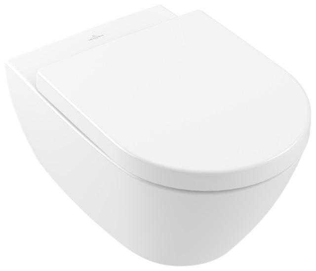 Villeroy & Boch Tiefspül-WC spülrandlos Subway 2.0 5614R0, 370 x 560 x 365 mm, Oval, wandhängend, Abgang waagerecht, mit DirectFlush, Weiß Alpin