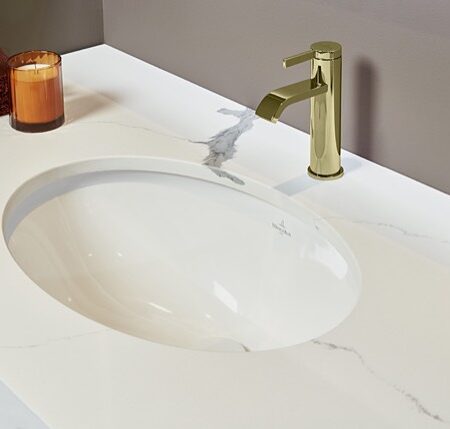 Villeroy & Boch Unterbauwaschbecken Evana 614700, 500 x 350 mm, Oval, mit Überlauf, Außenseite glasiert, Weiß Alpin