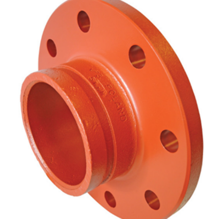 139.7mm No 45RE Flansch Nippel mit Nut Orange Lackiert PN10/16 Länge 70mm