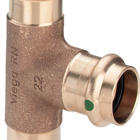 Viega Sanpress-T-Stück mit SC-Contur Rotguss oder Siliziumbronze, Modell 2218 d1: 28 d2: 22 d3: 22