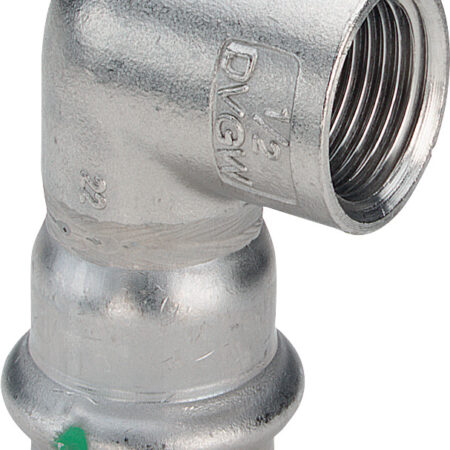 Viega Sanpress Inox-Übergangswinkel 90° mit SC-Contur Stahl nichtrostend, Modell 2314.2 d: 15 Rp: ½