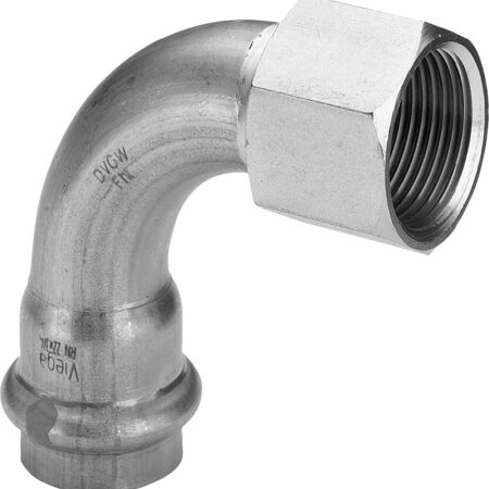 Viega Sanpress Inox-Übergangsbogen 90° mit SC-Contur Stahl nichtrostend, Modell 2314.5 VdS-Zulassung d: 22 Rp: ¾