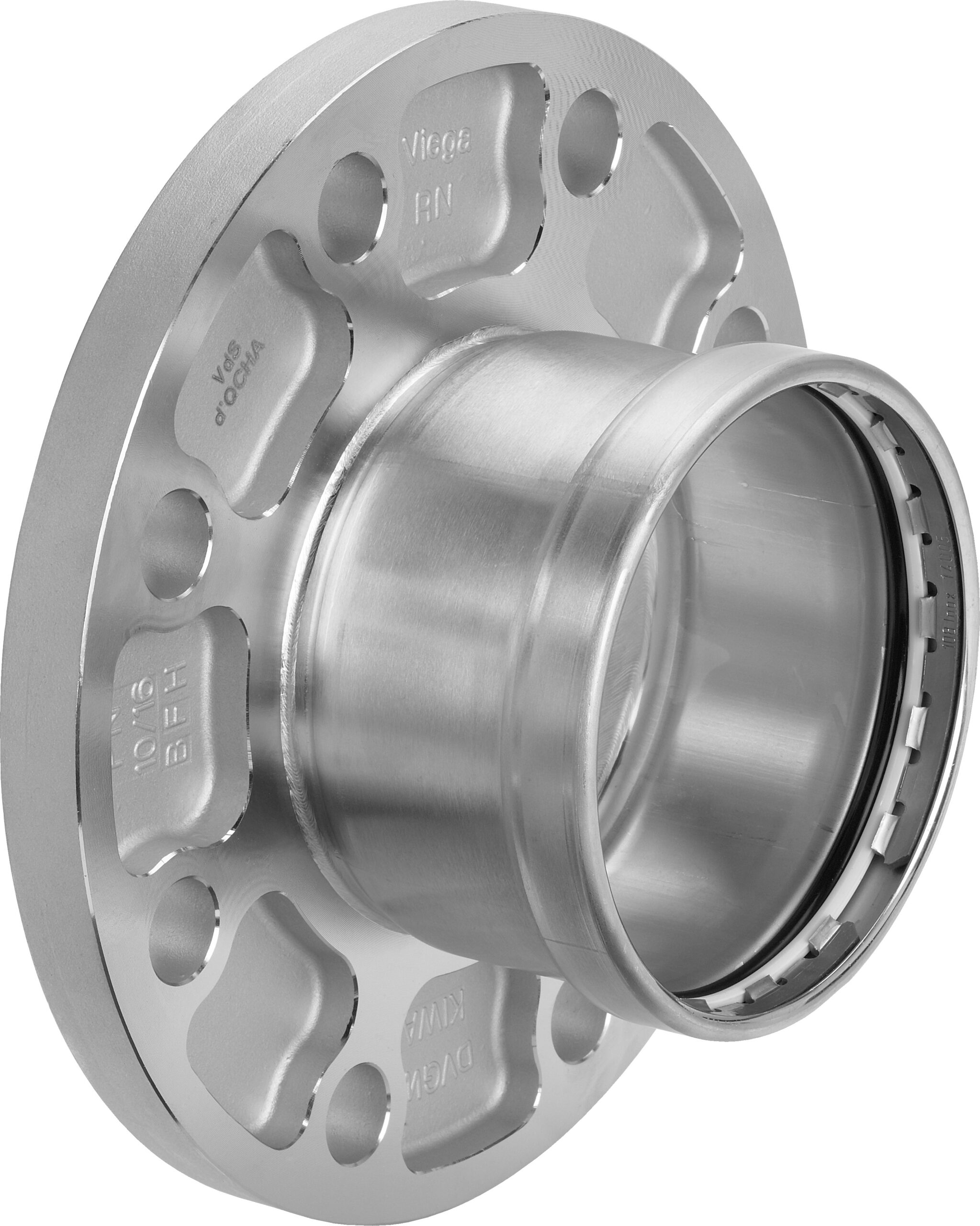Viega Sanpress Inox XL-Flanschübergang mit SC-Contur Stahl nichtrostend, Modell 2359XL VdS-Zulassung DN: 65 d: 76,1 Anzahl Bohrungen: 8 Lochkreis-Ø: 145