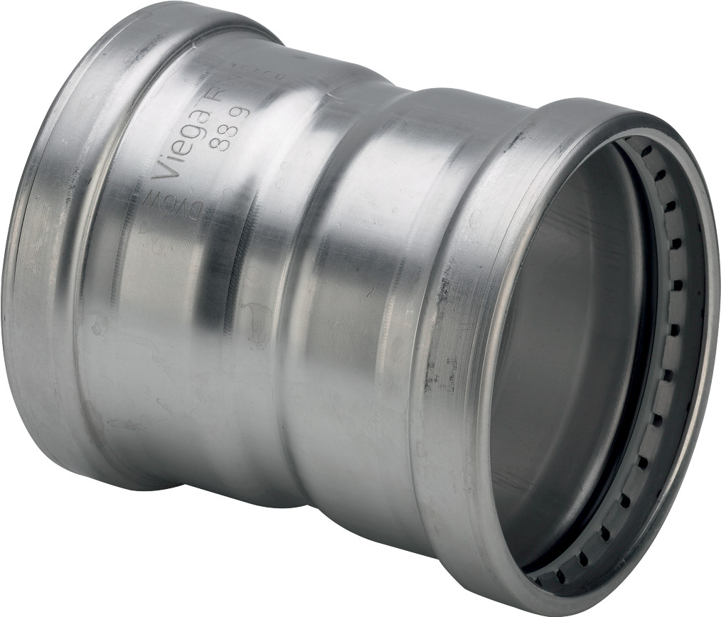 Viega Sanpress Inox XL-Muffe mit SC-Contur Stahl nichtrostend, Ausstattung, Dichtelemente EPDM, Schneidringe, Trennringe, Modell 2315XL d: 64,0