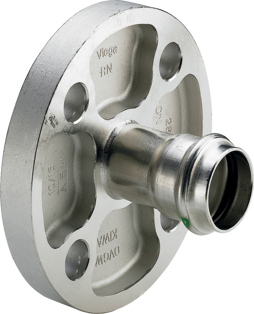 Viega Sanpress Inox-Flanschübergang mit SC-Contur Stahl nichtrostend, Modell 2359 DN: 40 d: 42 Anzahl Bohrungen: 4 Lochkreis-Ø: 110