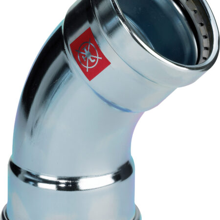 Viega Prestabo XL-Bogen 45° mit SC-Contur Stahl unlegiert, verzinkt, Modell 1126XL VdS-Zulassung d: 76,1