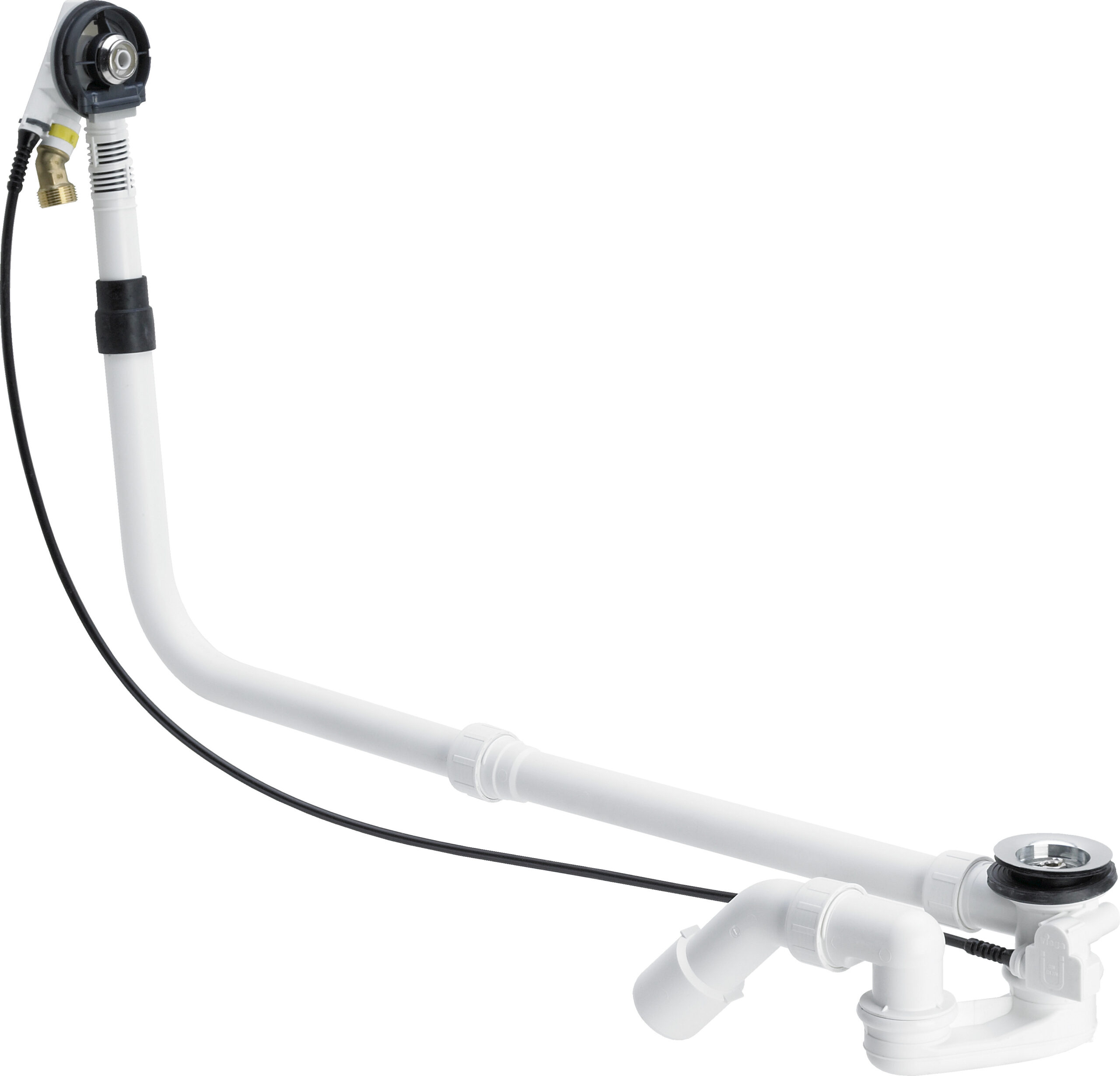 Viega Multiplex Trio-Ab-/Überlauf Funktionseinheit Modell 6161.72 DN: 40/50 Bowdenzug-Länge: 1070 L: 130 H: 180 Badewanne Überlänge für Badewanne mit Ablaufloch-Ø 52