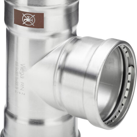 Viega Temponox XL-T-Stück Stahl nichtrostend, Modell 1718XL d1: 88,9 d2: 76,1 d3: 88,9